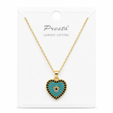 Blue Evil Eye Heart Pendant Necklace